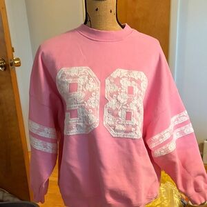 LSPACE x Anthropologie Pink Sweatshirt with Lace Number Design